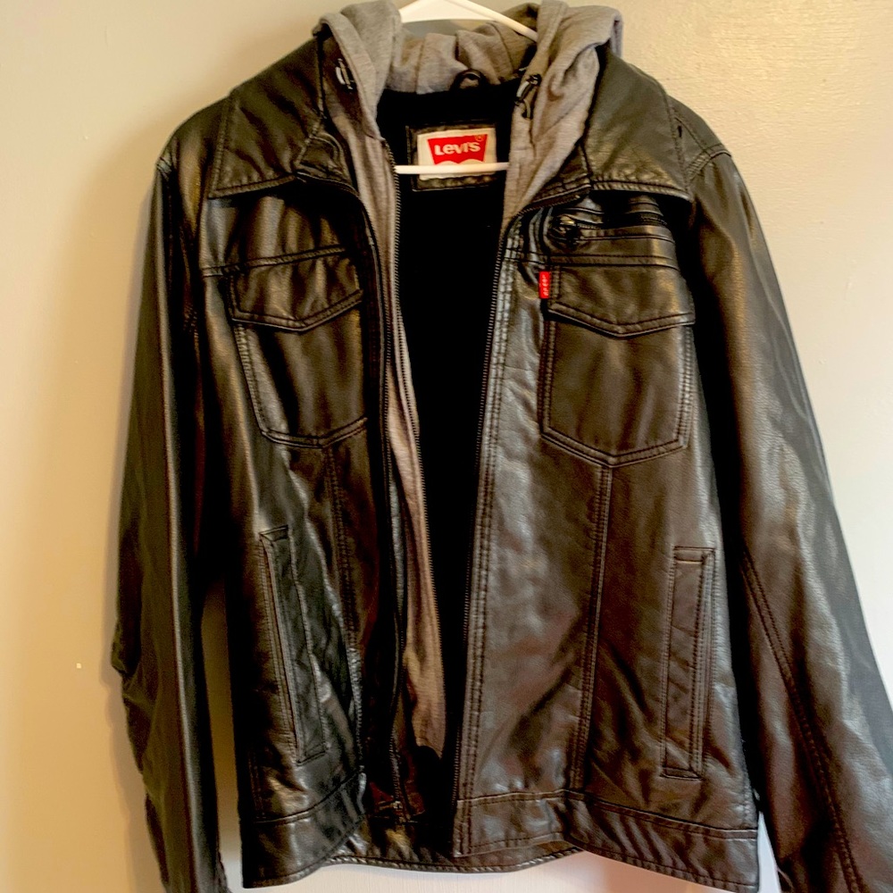 Men’s Levi Leather Jacket With Hood